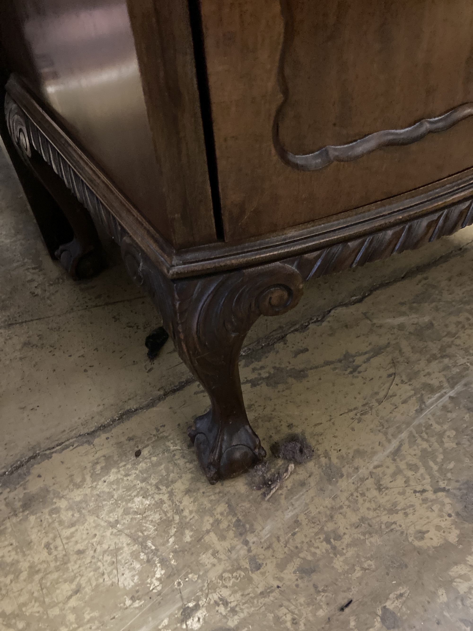 A 1920s Chippendale revival mahogany bowfront pier cabinet, width 50cm, depth 44cm, height 96cm